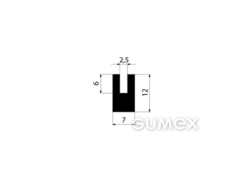 "U" Gummiprofil, 12x7/2,5mm, 60°ShA, NBR, -40°C/+70°C, schwarz, 